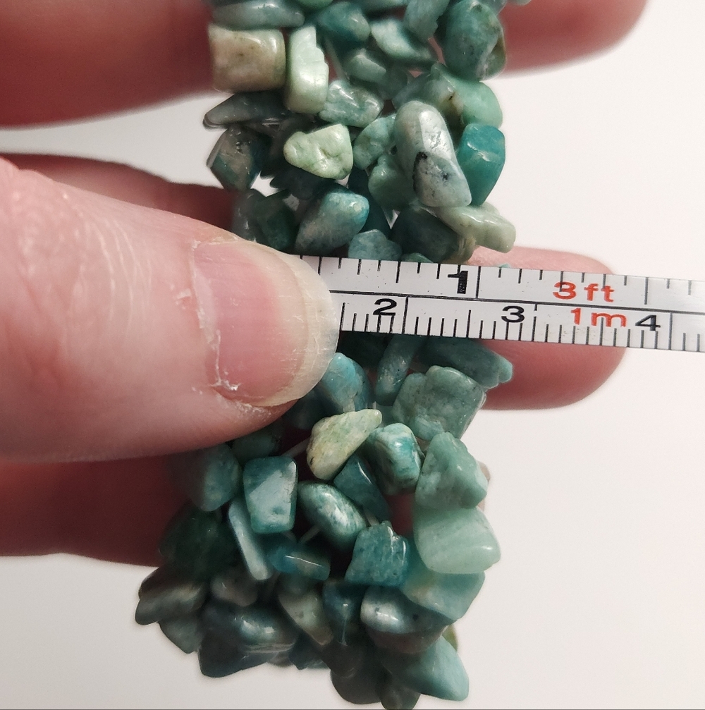 Handmade Amazonite Stone Chip Stretch Bracelet - Picture 2 of 10
